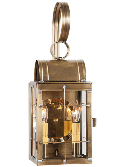 Toll House 2 Light Suspended Wall Lantern in Weathered Brass.